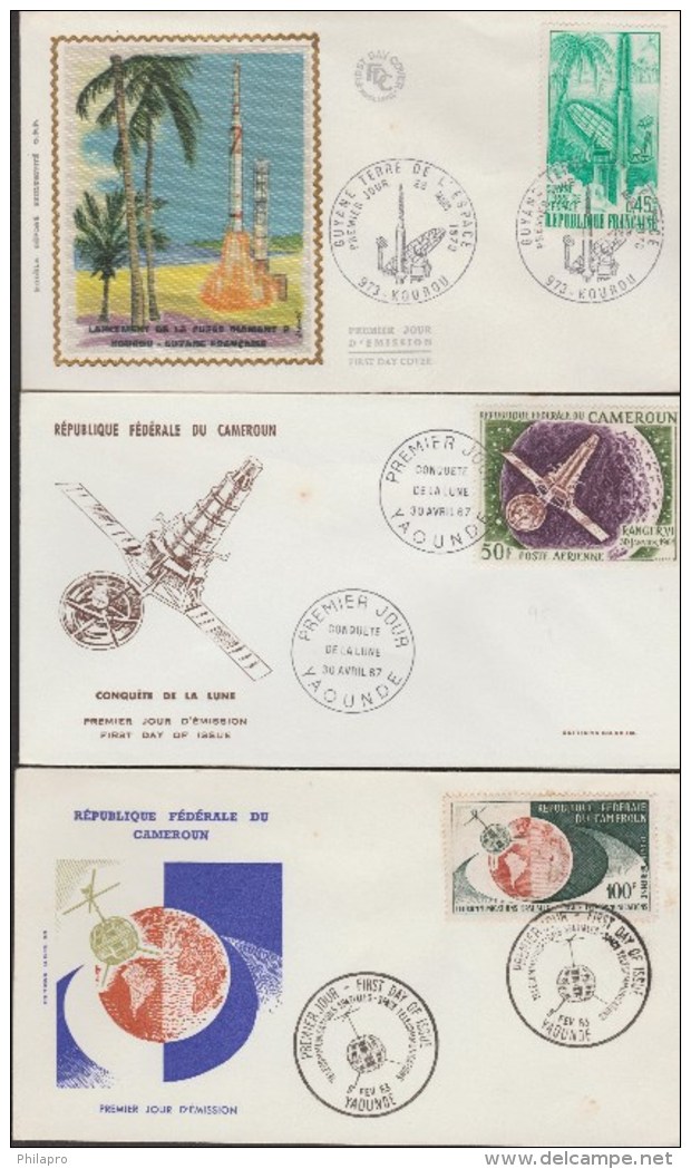 FRANCE+CAMEROUN +CENTRAFRICAINE+PORTUGAL 6  FDC  SPACE    Réf  E782 - Other & Unclassified