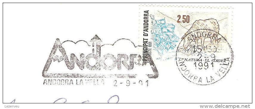 CACHET OBLITERATION FLAMME ANDORRA  LA VELLA NATURA EL CORDER ENVELOPPE 16X11 - Storia Postale