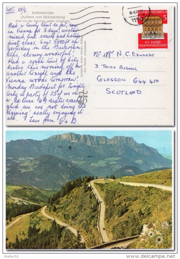 1987 Osterreich Ak Rossfeldstrasse Obersalzberg Gel. N. GB - Covers & Documents