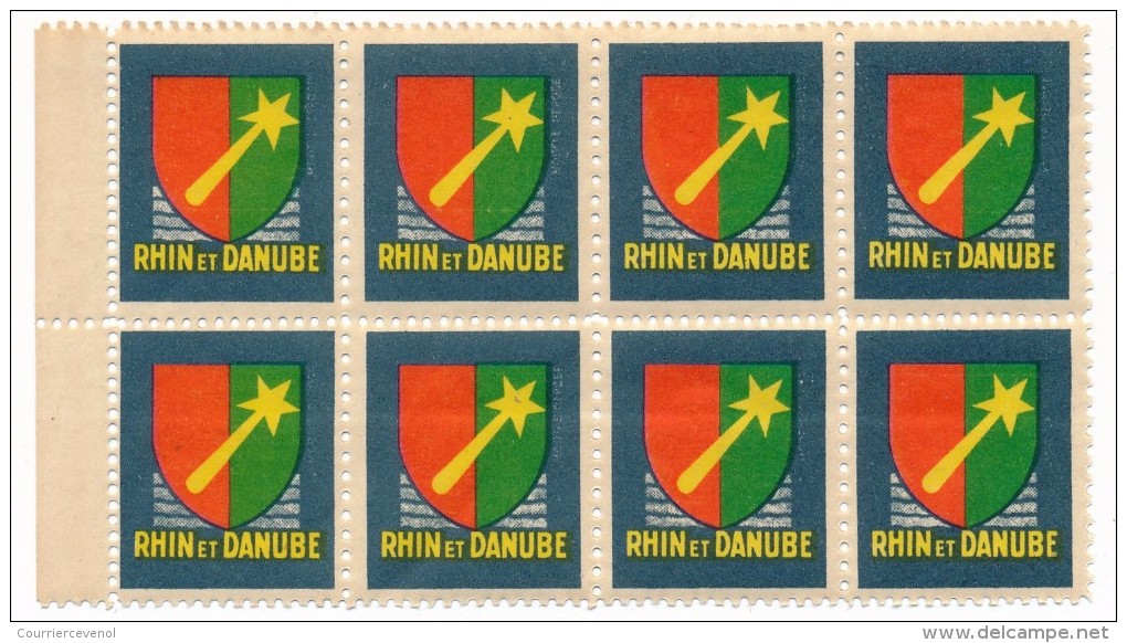FRANCE => Vignettes "RHIN Et DANUBE" -  Bloc De 8, Neuves Et TB - Military Heritage