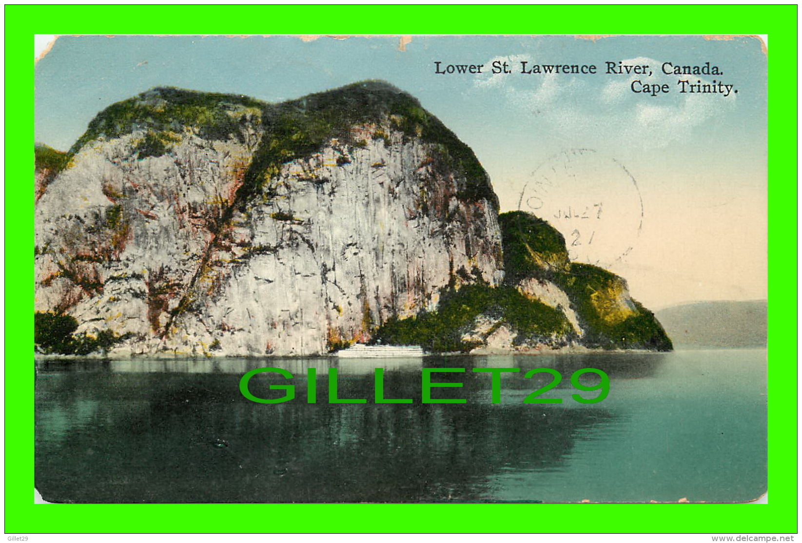 SAGUENAY, QUÉBEC - LOWER ST LAWRENCE RIVER, CAPE TRINITY - ANIMATED SHIP - TRAVEL IN 1927 - NOVELTY MFG &amp; ART CO - - Saguenay