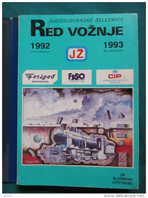 Yugoslavia Railways Timetable-Book 1992/93. With Blue Protective Sheath - Europe