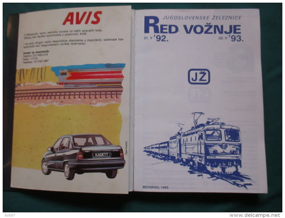 Yugoslavia Railways Timetable-Book 1992/93. With Blue Protective Sheath - Europe