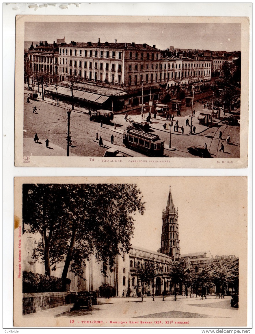 31 - TOULOUSE . " BASILIQUE SAINT-SERNIN " & " CARREFOUR JEAN JAURÈS " . 2 CARTES POSTALES - Ref. N°16274 - - Toulouse