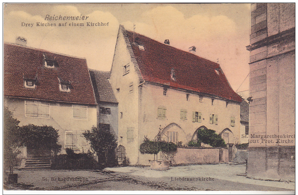 68 Reichenweier (Riquewihr ) DreyKirchen Auf Einem Kirchof, édit Félix Luib.Tb état  Datée 1909. - Riquewihr