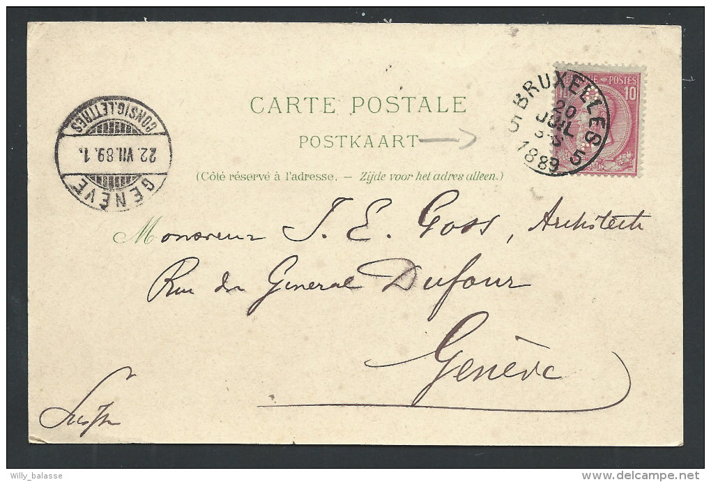 CPA - BRUXELLES - BRUSSEL - Fantaisie Style Gruss - Litho Dietrich - 1889 - Rare - Cachet Sur Timbre Perforé - RRR ! // - Bruxelles (Città)