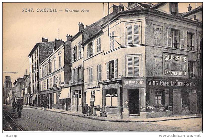 94 - CRETEIL :  Grande Rue - Bon Plan Café " AU BON COIN " ( Pub Murale Gaufrettes " LU " ) CPA - Val De Marne - Creteil