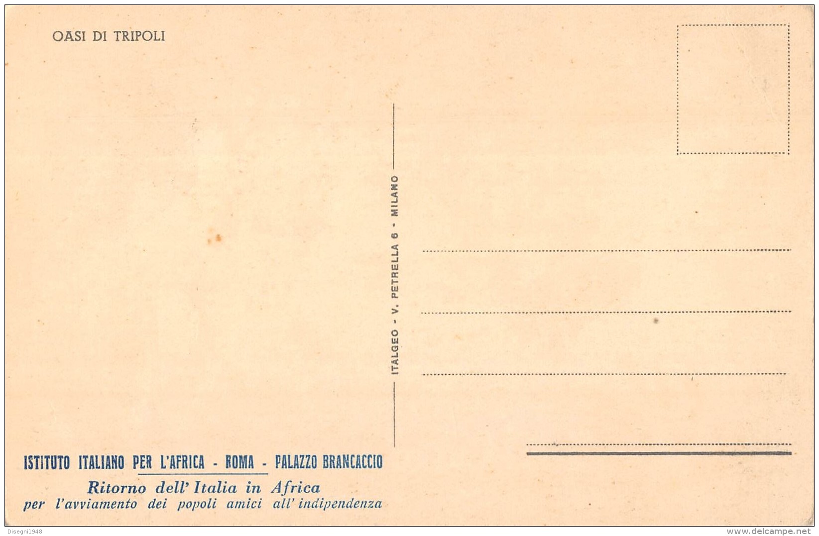 05878  "LIBIA - OASI DI TRIPOLI - DA UN ACQUERELLO DI G. BONELLI" CART. ILL. ORIG. NON SPEDITA - Libyen