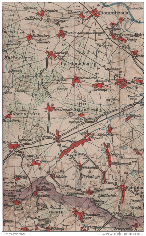 Wona Karte Blatt 719 Schildau Belgern Dommitzsch Mockrehna Audenhain Hohburg Böhlitz Weidenhain Zinna Roitzsch Staupitz - Belgern