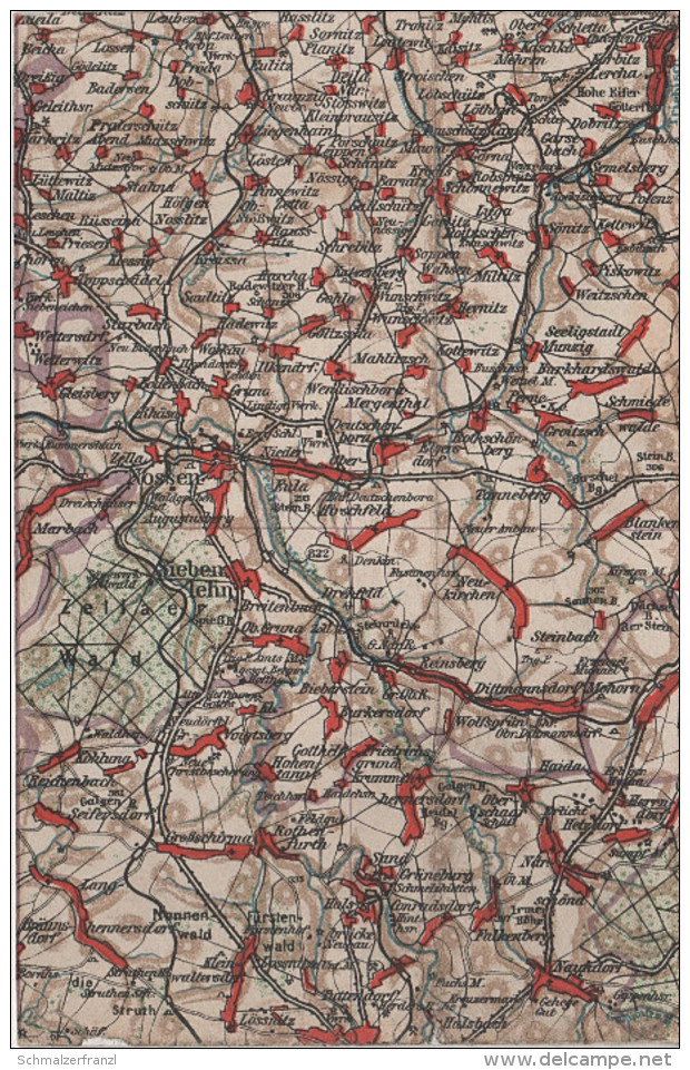 Wona Karte Blatt 822 Nossen Siebenlehn Marbach Reinsberg Langhennersdorf Tanneberg Ziegenhain Deutschenbora Mohorn Haida - Nossen