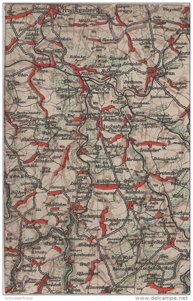 Wona Karte Blatt 874 Frankenberg Niederwiesa Flöha Oederan Zschopau Lengefeld Waldkirchen Grünhainichen Griessbach Euba - Frankenberg