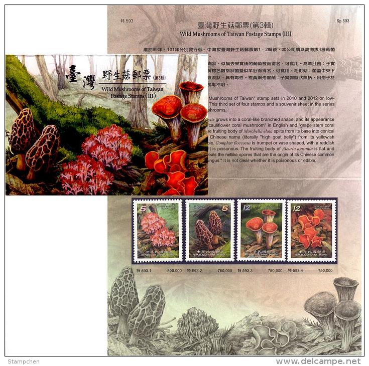 Folder Taiwan 2013 Wild Mushrooms Stamps (III) Mushroom Fungi Flora Forest Vegetable - Unused Stamps