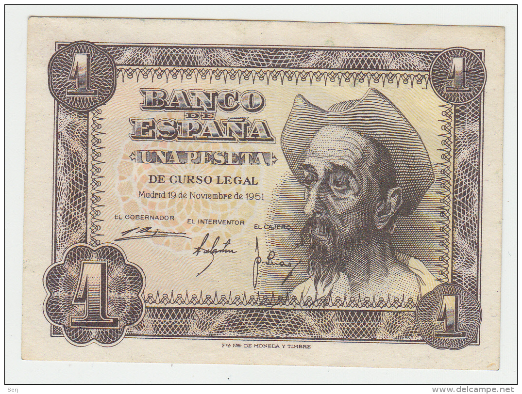 SPAIN 1 PESETA 1951 AXF Pick 139 - 1-2 Peseten