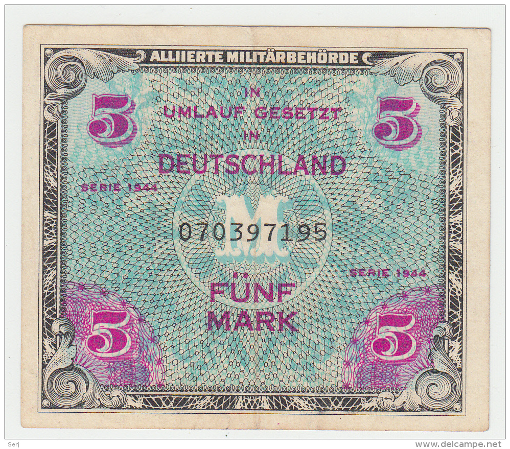 GERMANY ALLEMAGNE 5 MARK 1944 VF++ Pick 193a 193 A - 5 Mark