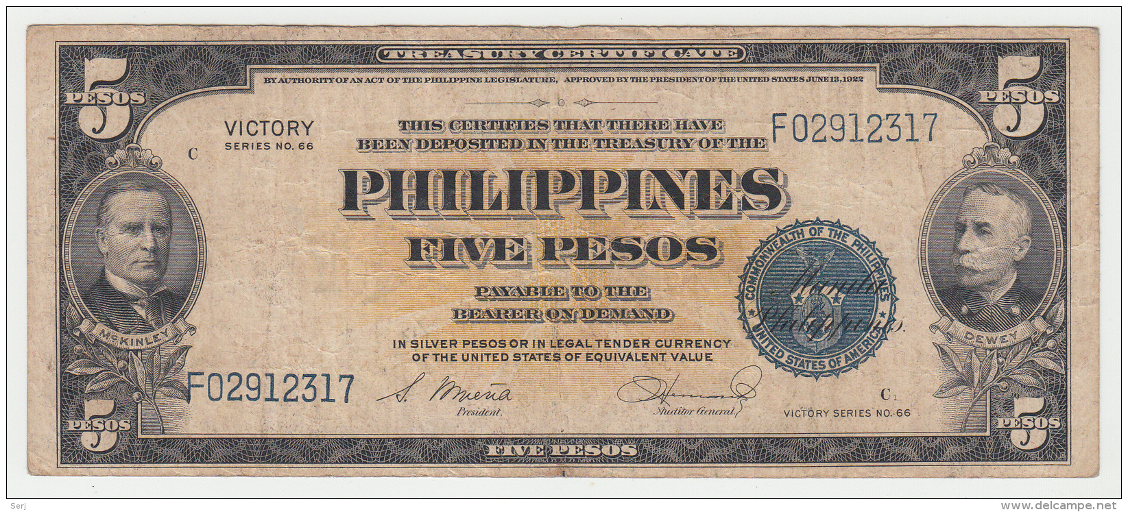 Philippines 5 Pesos 1944 VF Banknote Pick 96 - Philippinen