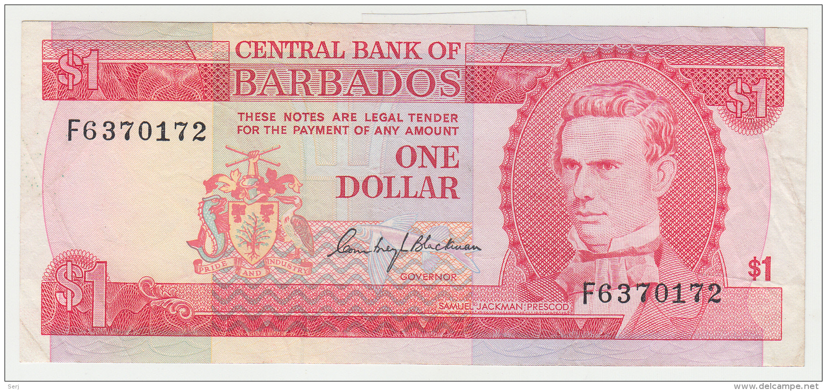 BARBADOS 1 DOLLAR 1973 VF++ Pick 29 - Barbados