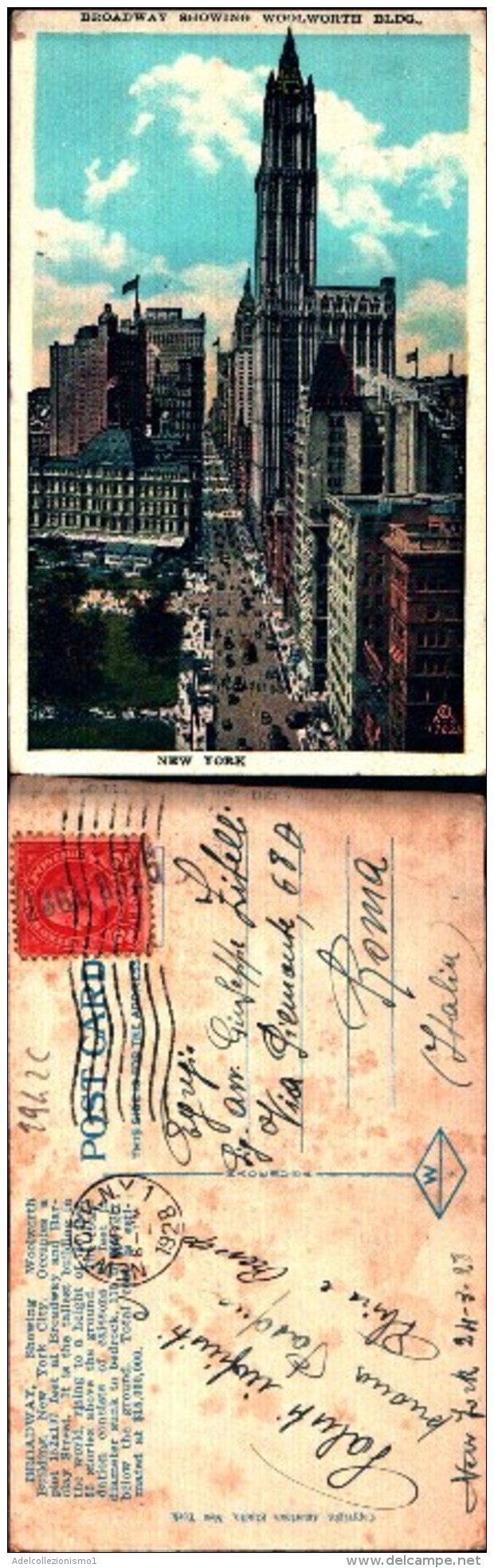 1942c) Cartolina -di New York-broadway Showing Woolwort Bldg-viaggiata - Broadway