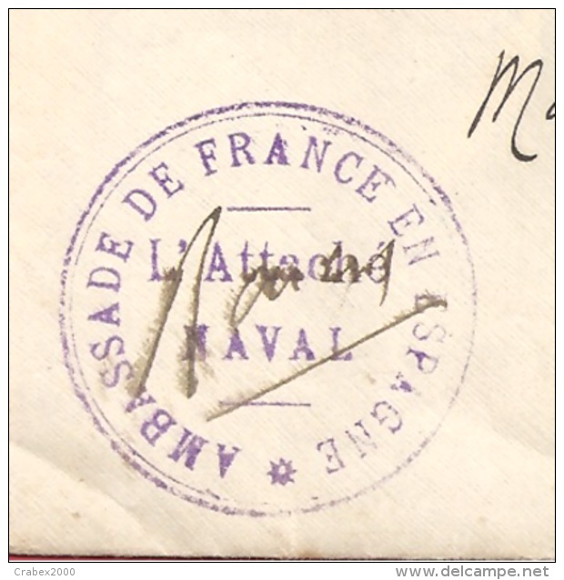 Y &T N°FM ATTACHE NAVAL (AMBASSADE DE FRANCE EN ESPAGNE)   Vers  MAZERAT 1917  2 SCANS - Poste Navale