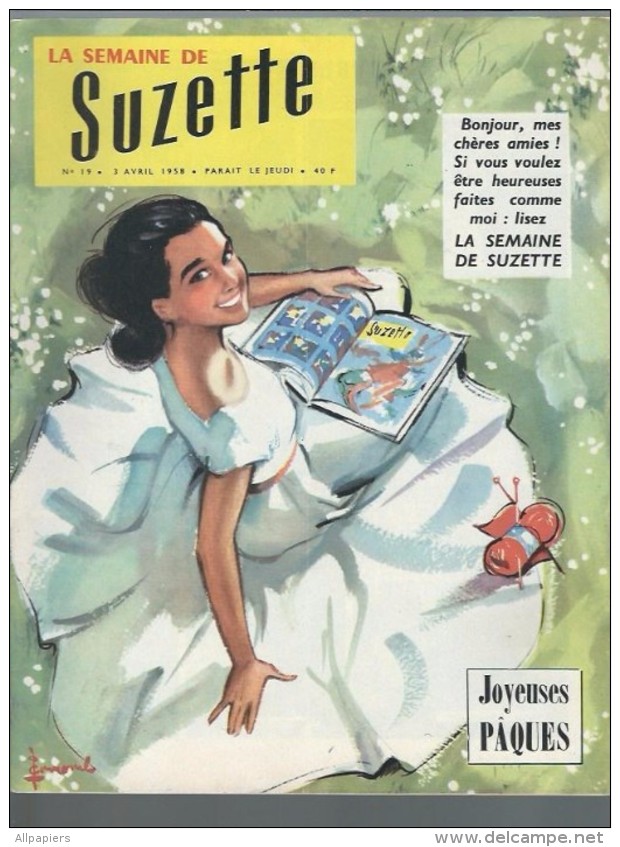 La Semaine De Suzette N°19 Joyeuse Pâques - Patron Secrétaire Robe De Fin Lainage Pour Bleuette Et Rosette De 1958 - La Semaine De Suzette