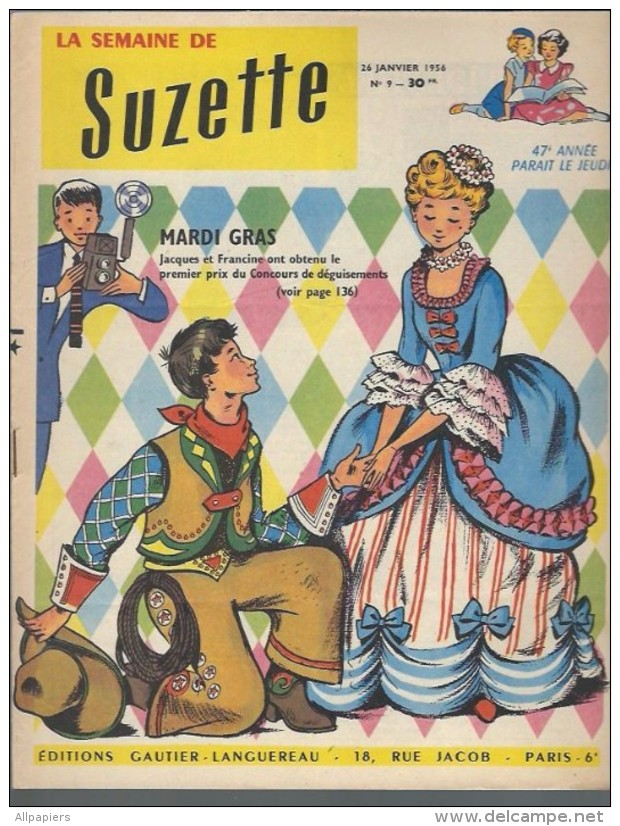 La Semaine De Suzette N°9 Mardi Gras - Tombouctou La Mystérieuse - La Caricature - Marie-neige Se Déguise De 1956 - La Semaine De Suzette