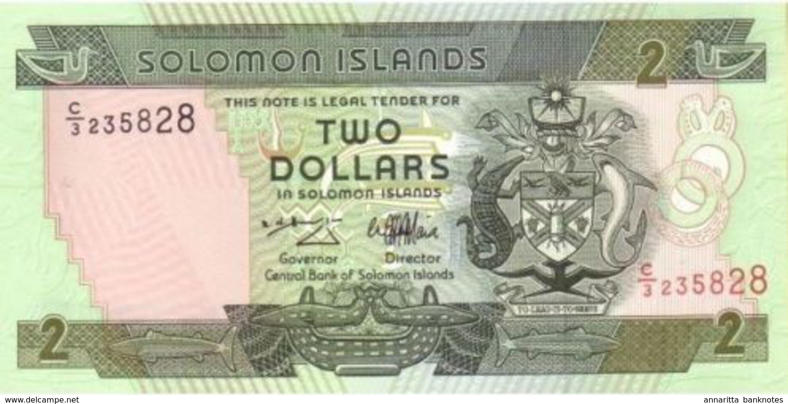 Solomon Islands 2 Dollars ND (1997), AU/UNC, P-18a, SB208a - Isla Salomon