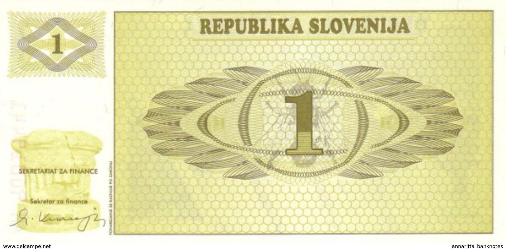 SLOVENIA 1 TOLAR ND (1990) P-1 UNC [ SL201a ] - Slovénie