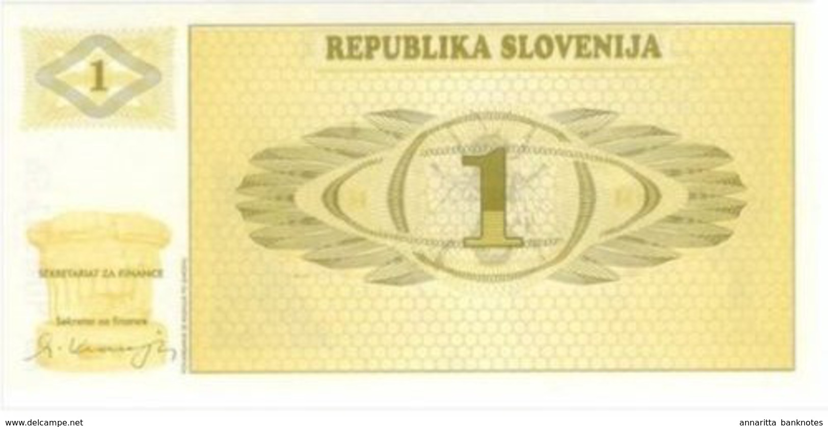 Slovenia 1 Tolar ND (1990), UNC (P-1s, B-201as1) - Slovenia