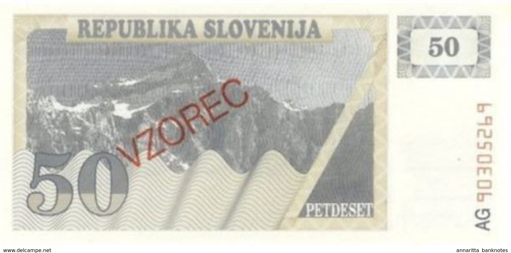 Slovenia 50 Tolarjev ND (1990), Specimen UNC (P-5s, B-205as1) - Slowenien