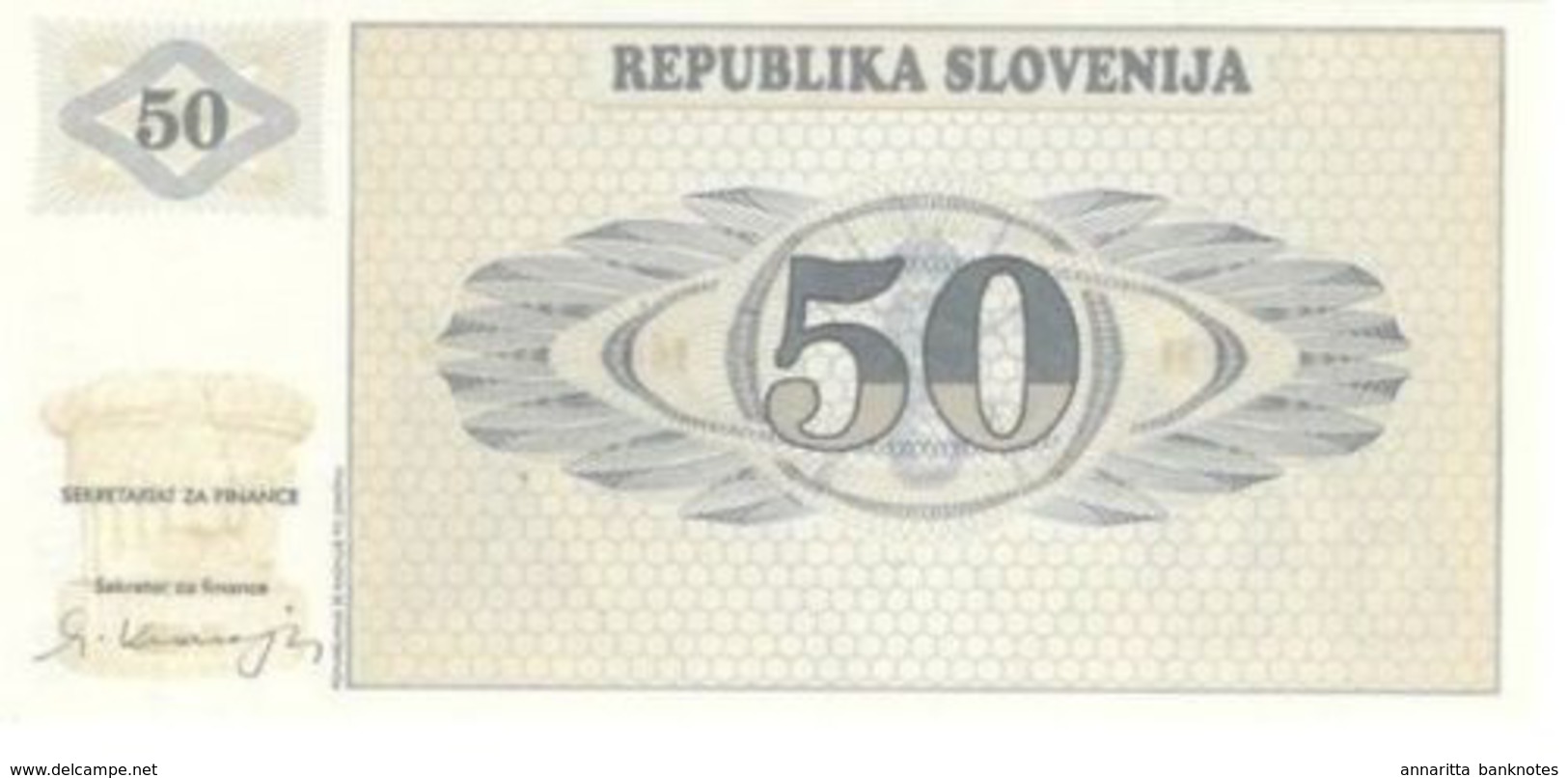 Slovenia 50 Tolarjev ND (1990), Specimen UNC (P-5s, B-205as1) - Slovénie