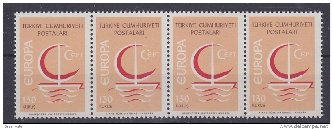 Europa Cept 1966 Turkey 130K (wrong Colour) 1v  Strip Of 4v  ** Mnh (31087) - 1966