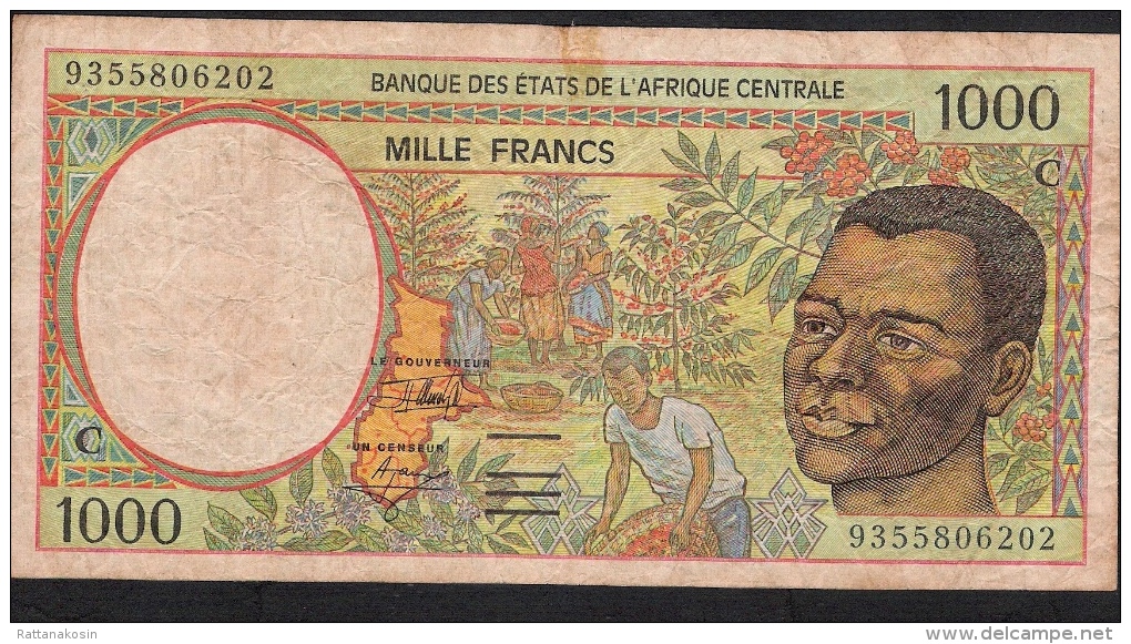 C.A.S. Letter C For Congo P102Ca 1000 FRANCS (19)93 FIRST DATE ! FINE NO P.h. ! - Estados Centroafricanos