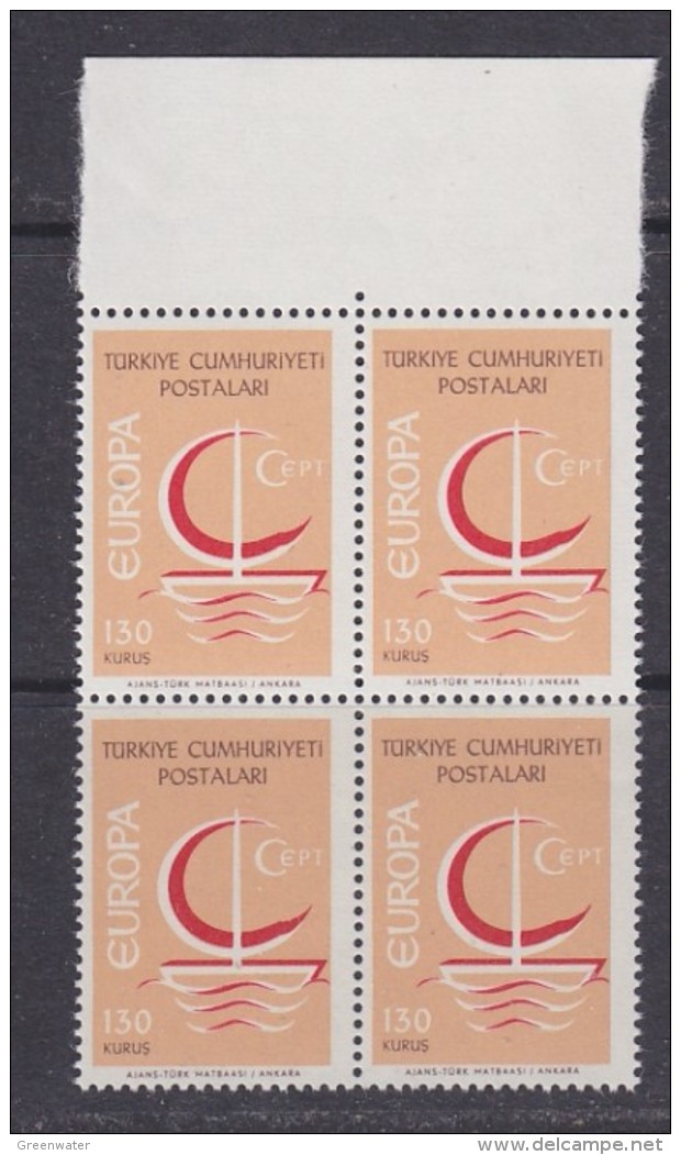 Europa Cept 1966 Turkey 130K (wrong Colour) 1v  Bl Of 4 (+margin)   ** Mnh (31088A) - 1966