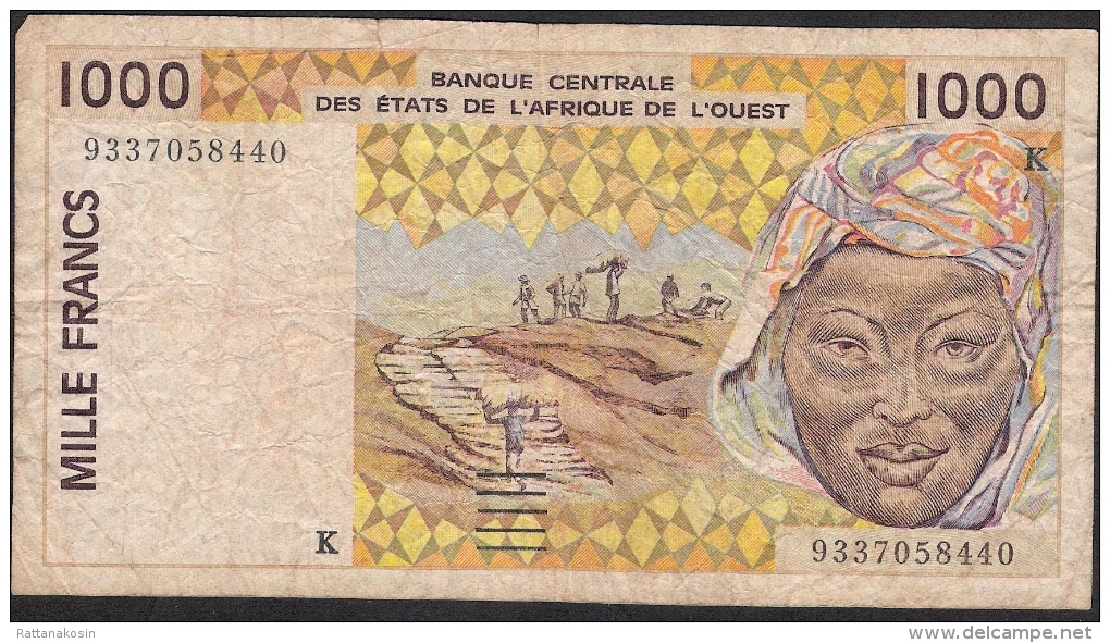 W.A.S. SENEGAL P711Kc 1000 FRANCS 1993 FINE NO P.h. ! - Senegal