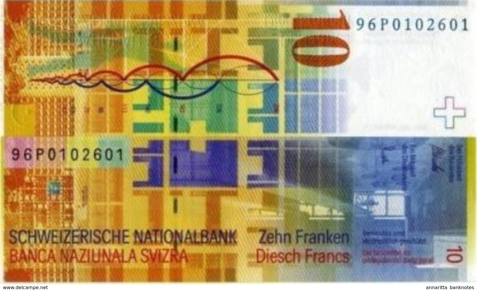 Switzerland 10 Francs ND (1996), UNC, P-66b, CH B349b - Zwitserland
