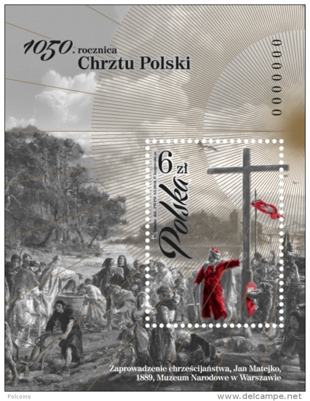 Poland 2016 "1050. Anniversary Of Christianisation Of Poland" MS Mishel MNH** - Blocks & Kleinbögen