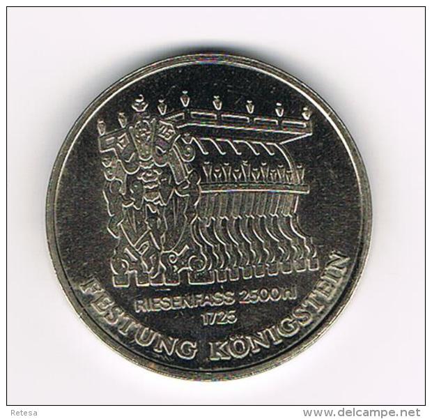 °°° DDR  HERDENKINGSMUNT FESTUNG KÖNIGSTEN RIESENFASS 2500 HL  1725 - Souvenir-Medaille (elongated Coins)