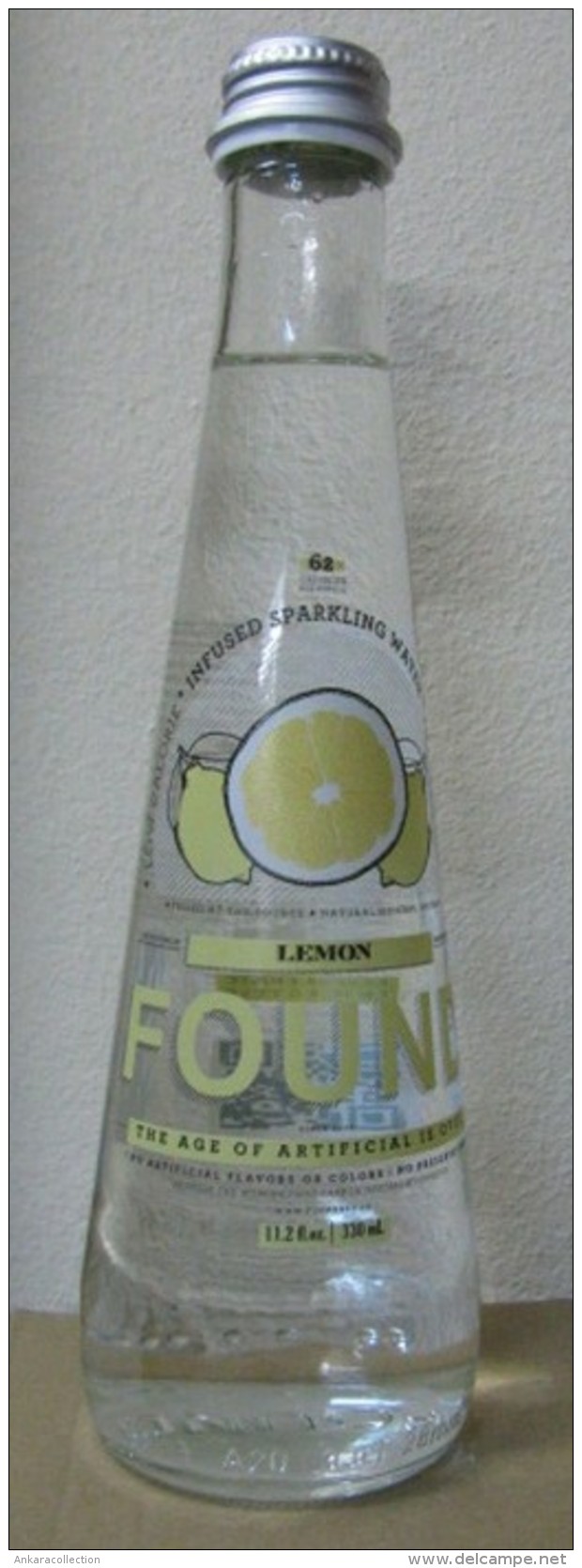 AC - FOUND SPARKLING WATER LEMON ULUDAG EMPTY GLASS BOTTLE & CAP 330 Ml  TURKEY - Other & Unclassified