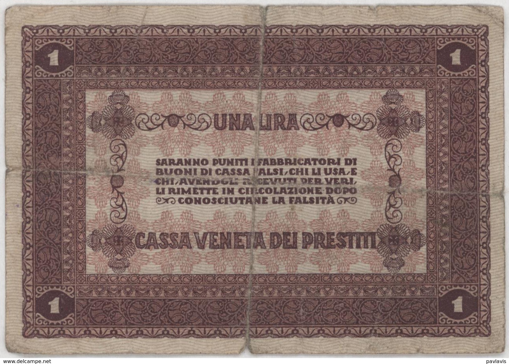 1 Lira / DA UNA LIRA 2 GENNAIO - Italy - Year 1918 - Buoni Di Cassa