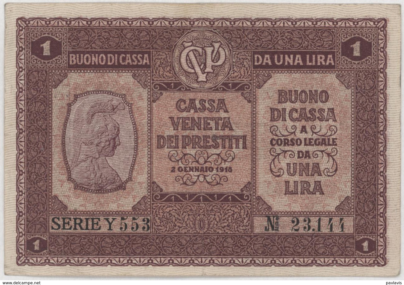1 Lira / DA UNA LIRA 2 GENNAIO - Italy - Year 1918 - Buoni Di Cassa