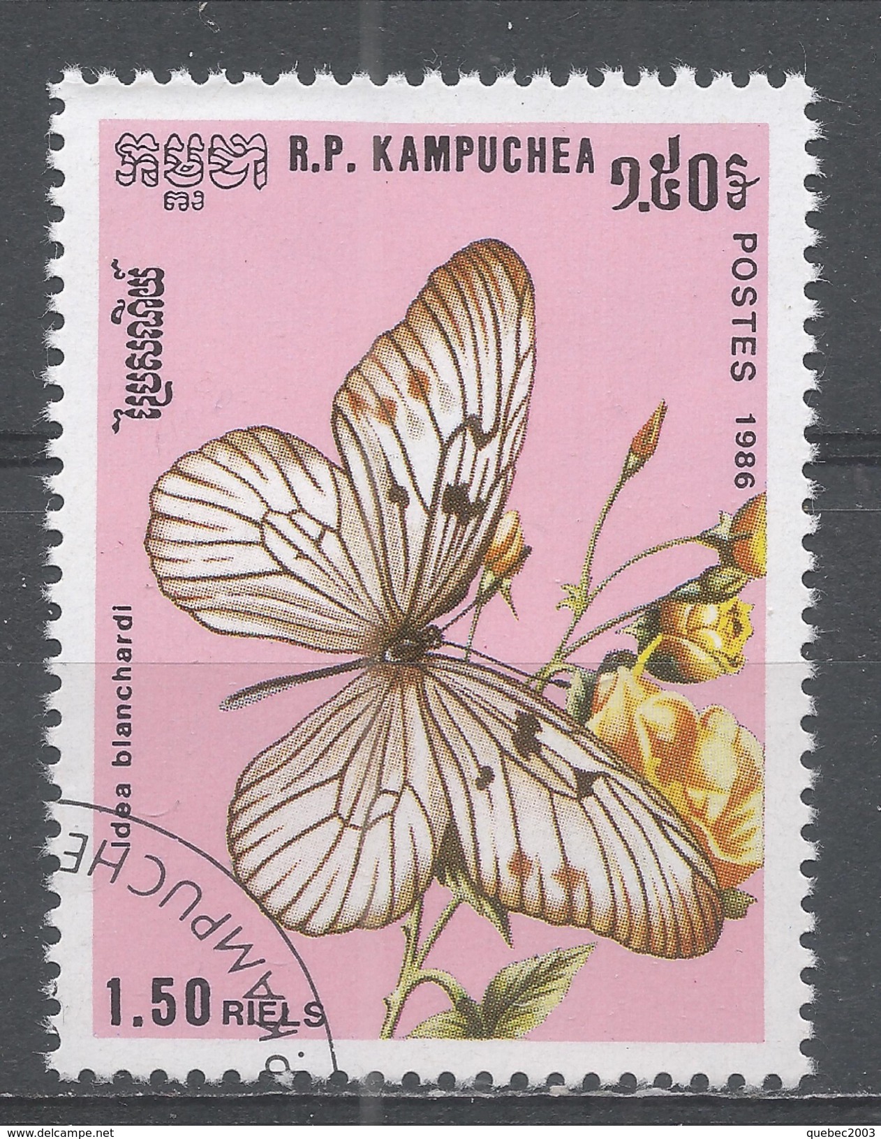 Cambodia (Kampuchea) 1986. Scott #695 (U) Butterfly, Idea Blanchardi - Kampuchea