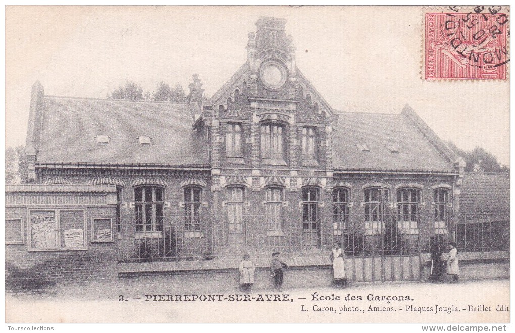 CPA 80 @ PIERREPONT Sur AVRE @ Ecole Des Garçons En 1905 Entre Boves Et Montdidier - Autres & Non Classés