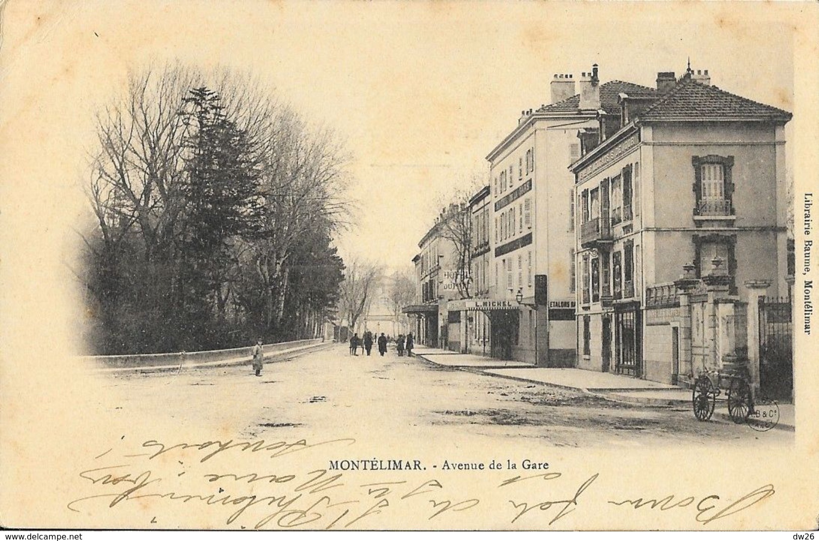 Montélimar - Avenue De La Gare - Librairie Baume - Carte Dos Simple De 1903 - Montelimar