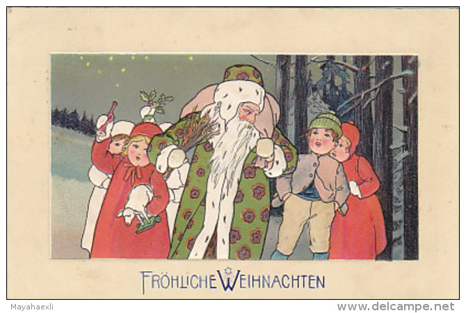 Santa Claus - Prägelitho - Passe-partout-AK - 1909   (60704) - Santa Claus