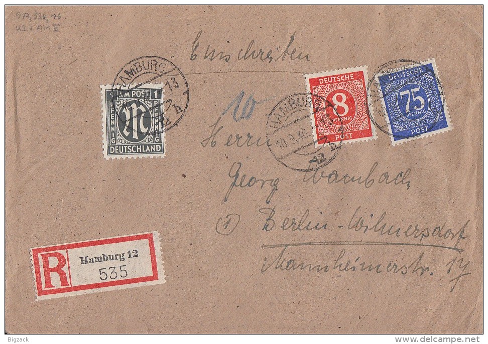 AM-Post R-Brief Mif 16, Gemeina. Minr.917,934 Hamburg 10.9.46 - Sonstige & Ohne Zuordnung