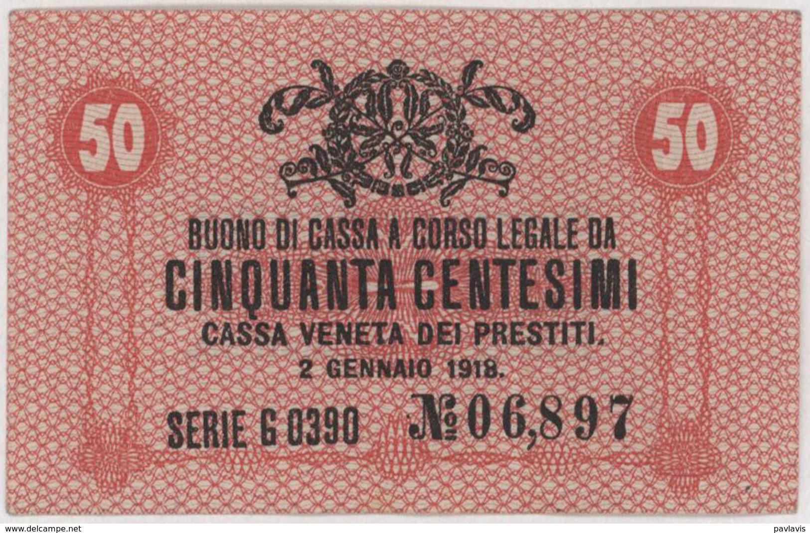 50 Centesimi - CASSA VENETA DEI PRESTITI - Year 1918 - Buoni Di Cassa