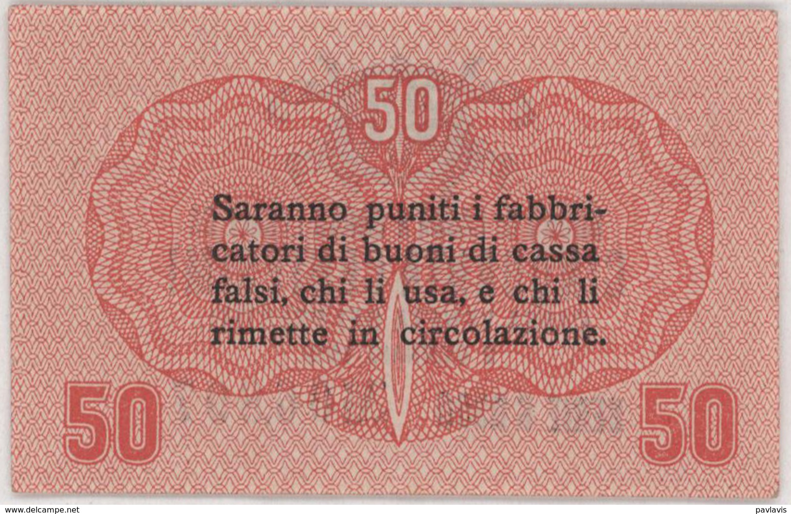 50 Centesimi - CASSA VENETA DEI PRESTITI - Year 1918 - Buoni Di Cassa