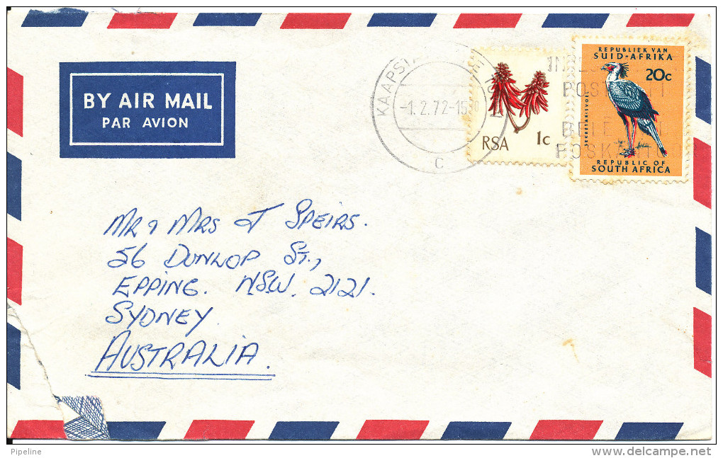 South Africa Air Mail Cover Sent To Australia 1-2-1972 - Posta Aerea