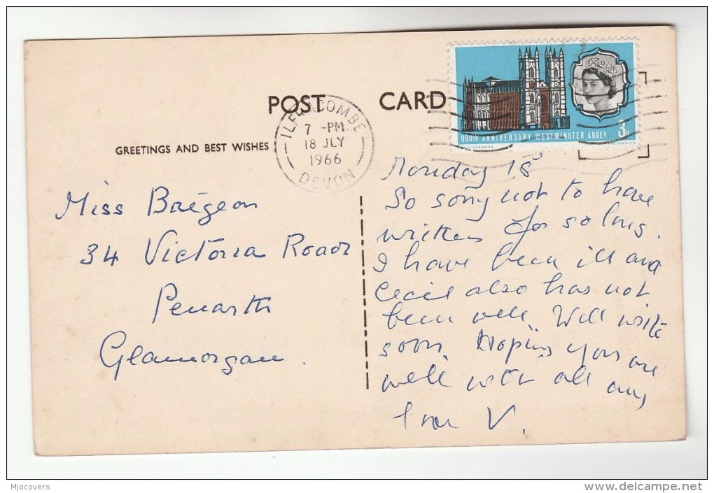 1966 Postcard THE LEAS BERRYNARBOR Ilfracombe GB Stamps  Westminster Abbey Church Religion - Ilfracombe