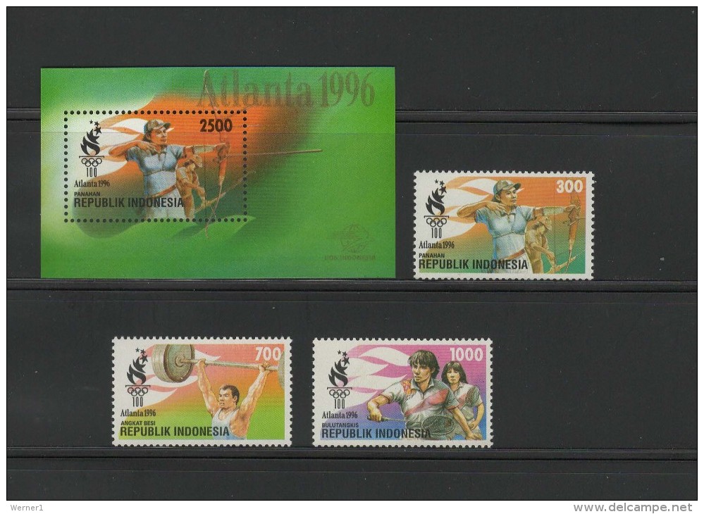 Indonesia 1996 Olympic Games Atlanta Set Of 3 + S/s MNH - Zomer 1996: Atlanta