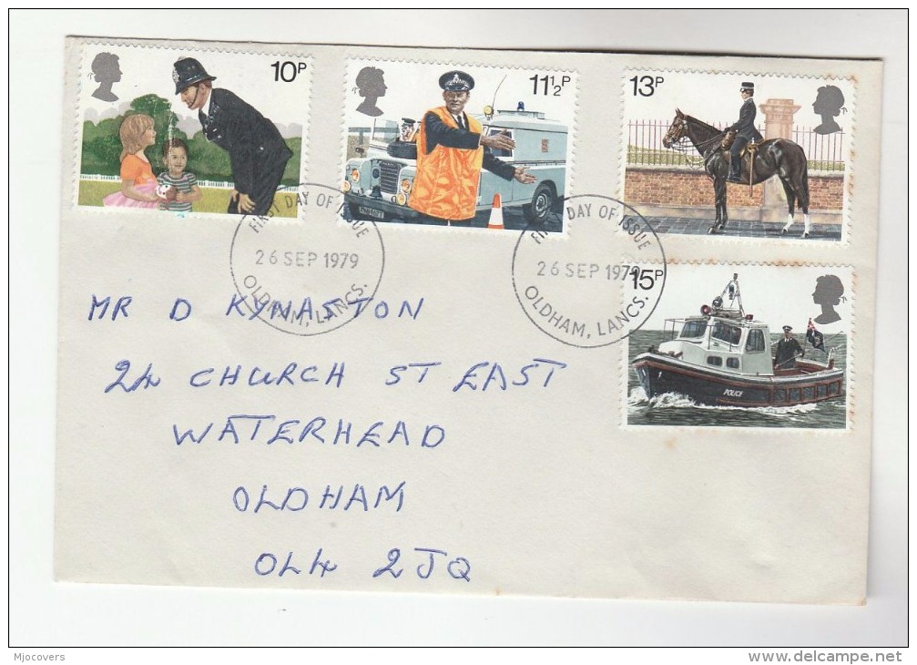 1979 Oldham GB FDC POLICE Stamps Cover Horse Boat  Etc - Police - Gendarmerie